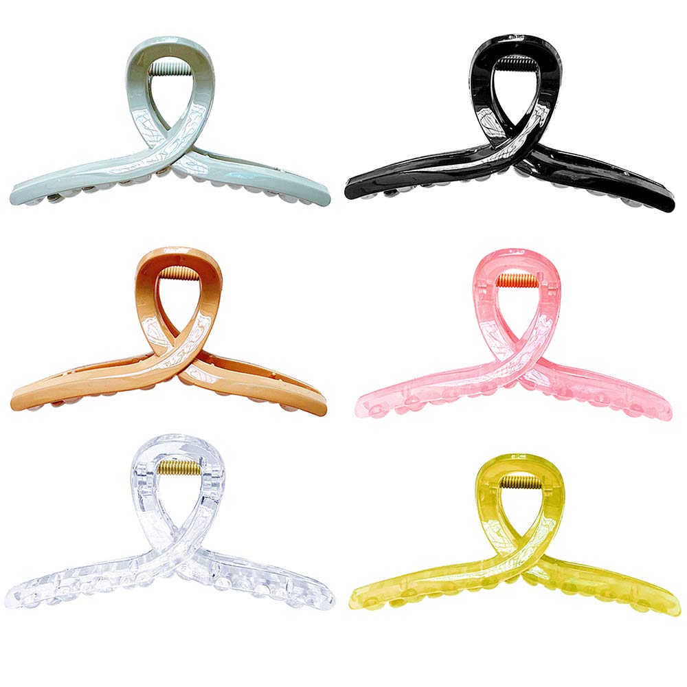 Schneespitze 6Pcs Plastic Hair Claw Clips Clamps,Hair Clamps,Strong Hold Clamp Grip,Non-Slip Hair Claw Hair Clamp for Women Girls Fashion Accessories Headwear
