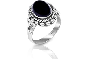 SAJTOX Black Onyx Stone Ring, Silver Overlay Handmade Ring, Bohemian Jewelry, Silver Ring For Women Girls Christmas Anniversary Gift For Her