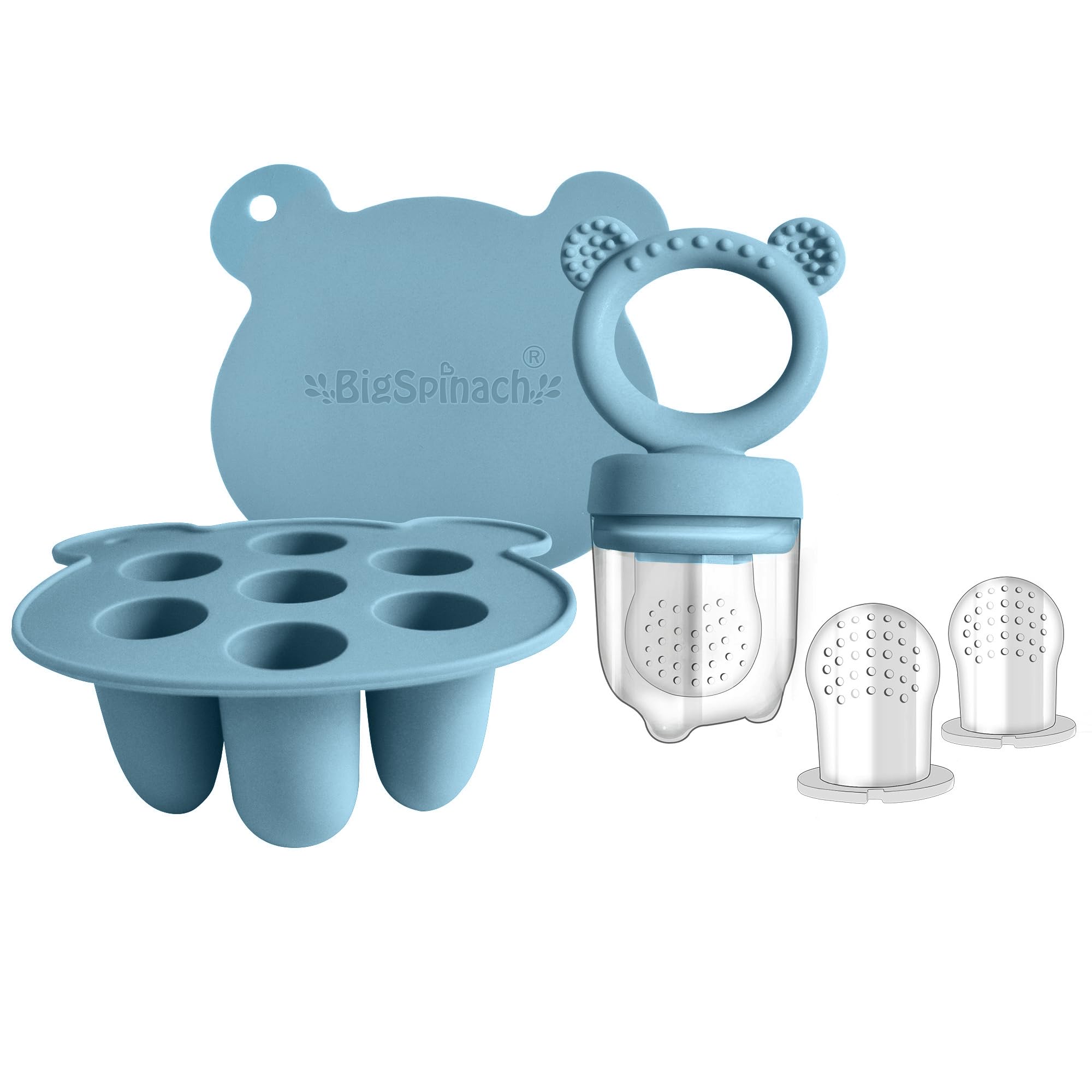Photo 1 of BIGSPINACH Baby Food Feeder Pacifier with Breast Milk Popsicle Teether-Silicone Forage Feeder for Babies-Breastmilk Storage Container and Freezer Tray-Teething Popsicle Molds for Soothing Relief