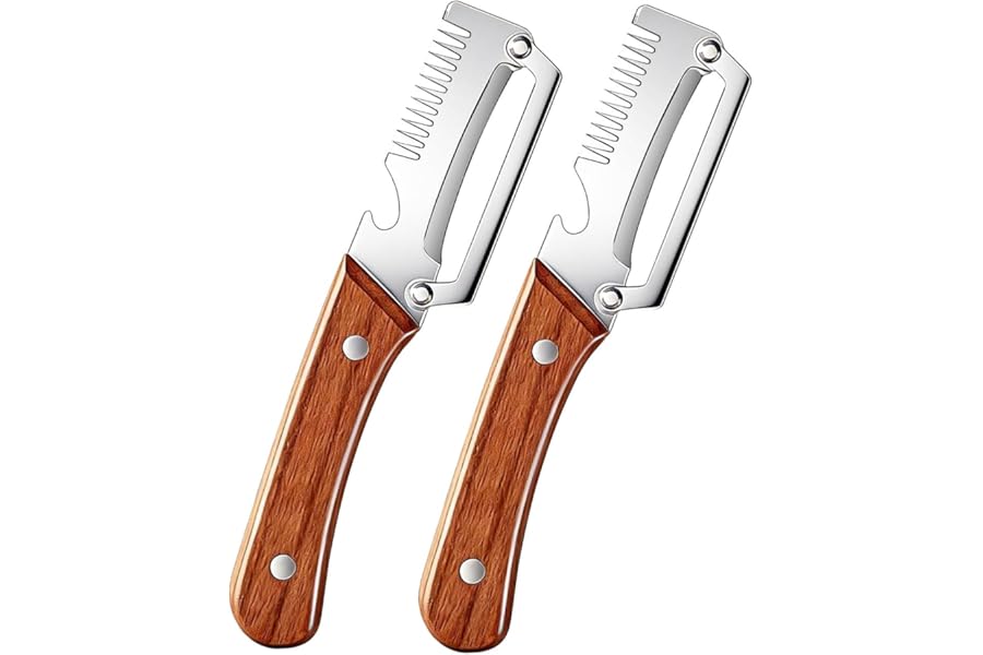 2Pcs Multi Functional Vegetable Peeler for Kitchen, with Bottle Opener and Wooden Handle, 3-in-1 Stainless Steel Kitchen Tool for Fruit Potato Pumpkin(3 in 1)