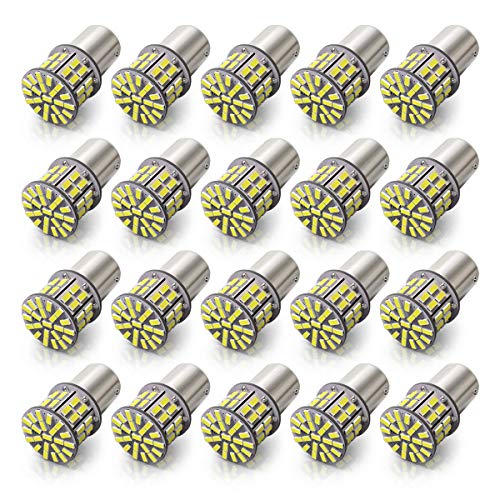 KAFEEK 20&times; Super Bright 1156 1141 1003 7506 BA15S 50-3014SMD LED Bulbs 12 Volt RV Camper Interior Lights, Xenon White