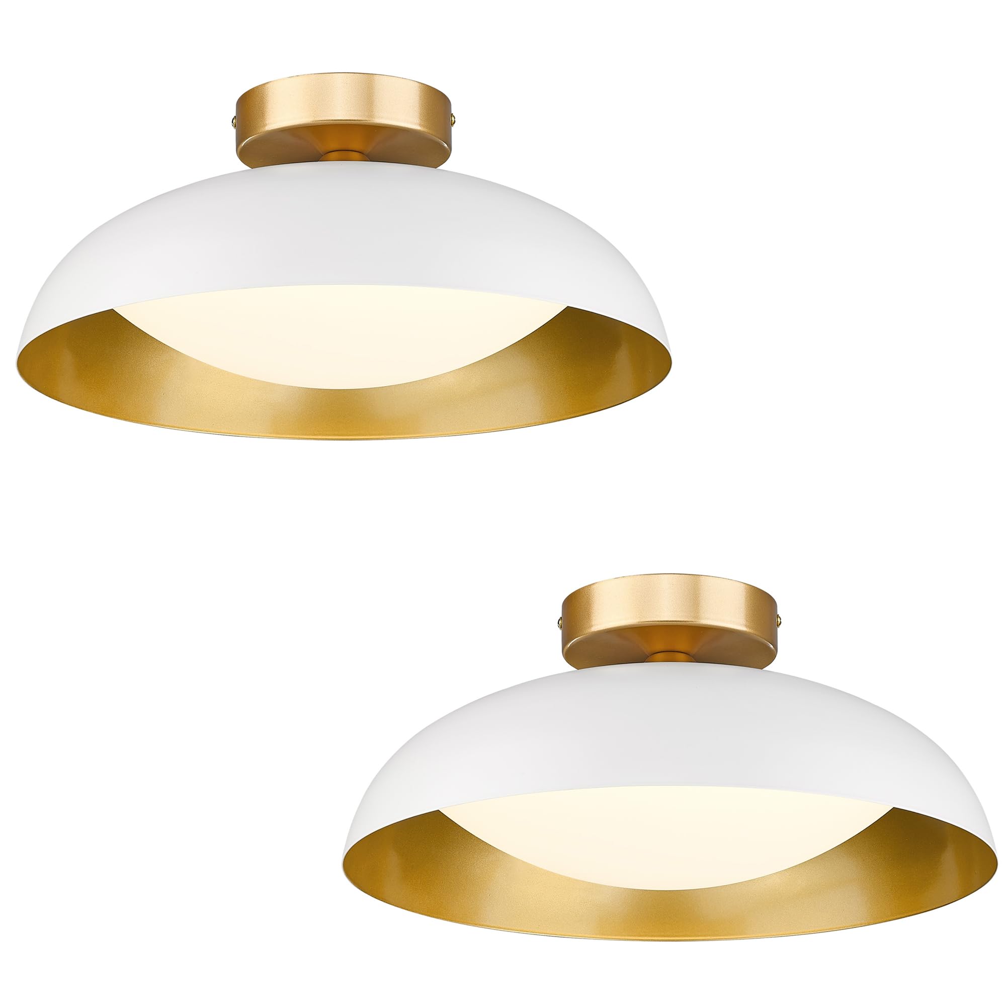 Photo 1 of kudos LED Flush Mount Ceiling Light, 2 Pack 16 Inch Ceiling Lights, 24W 2400Lm White and Gold Flush Mount Light Fixtures for Kitchen, Hallway, Bathroom, 5CCT Adjustable, KDCL02-WT-2PK