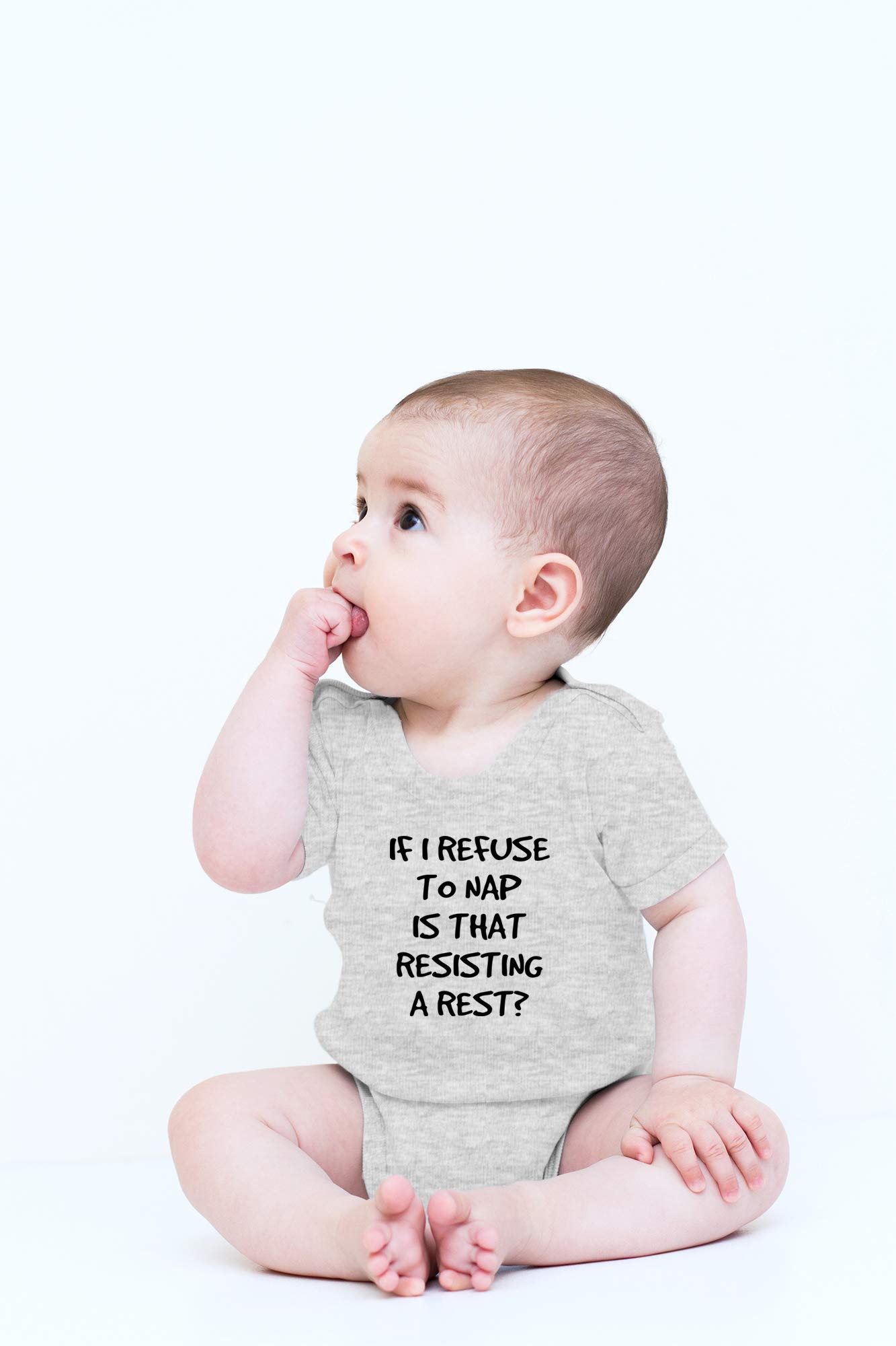 CBTwear If I Refuse To Nap Is That Resisting Baby Bodysuit Adorable Boy Girl Romper Clothing (6 Months, Heather Grey)