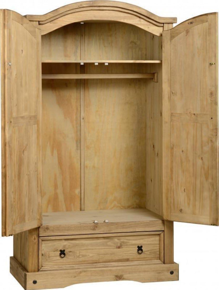 Corona Mexican Solid Pine Two Door One Drawer Wardrobe Amazon.co.uk