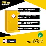 Safe Industrial COSHH Cabinet 1 Shelf 10L Metal Chemical Storage Hi-Vis Yellow view 3