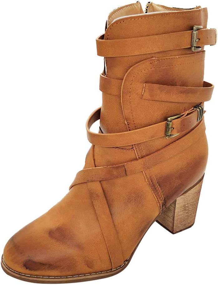 solid round toe heeled boots