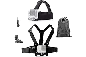 TEKCAM 4 in 1 Chest Strap and Head Mount for Gopro Hero 12, 11, 10, AKASO EK7000, Brave 4, V50, Dragon Touch, WOLFANG Action Cameras