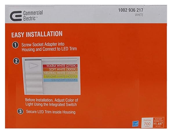 COMMERCIAL ELECTRIC 5/6 IN WHITE INTEGRATED LED ENERGY STAR COLOR CHANGING RECESSED TRIM DOWNLIGHT 8 PACK…