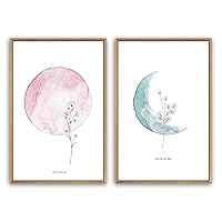 SIGNWIN Framed Canvas Print Wall Art Live By The Sun and Love By The Moon Inspirational Quotes Watercolor Minimalism Contemporary for Living Room, Bedroom, Office - 16