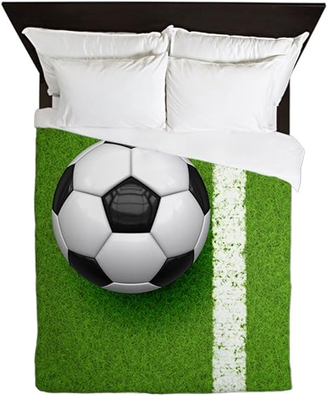 Amazon Cafepress サッカーボール 羽毛布団カバー プリント掛け布団カバークイーン 一意寝具 マイクロファイバー 掛けふとんカバー オンライン通販