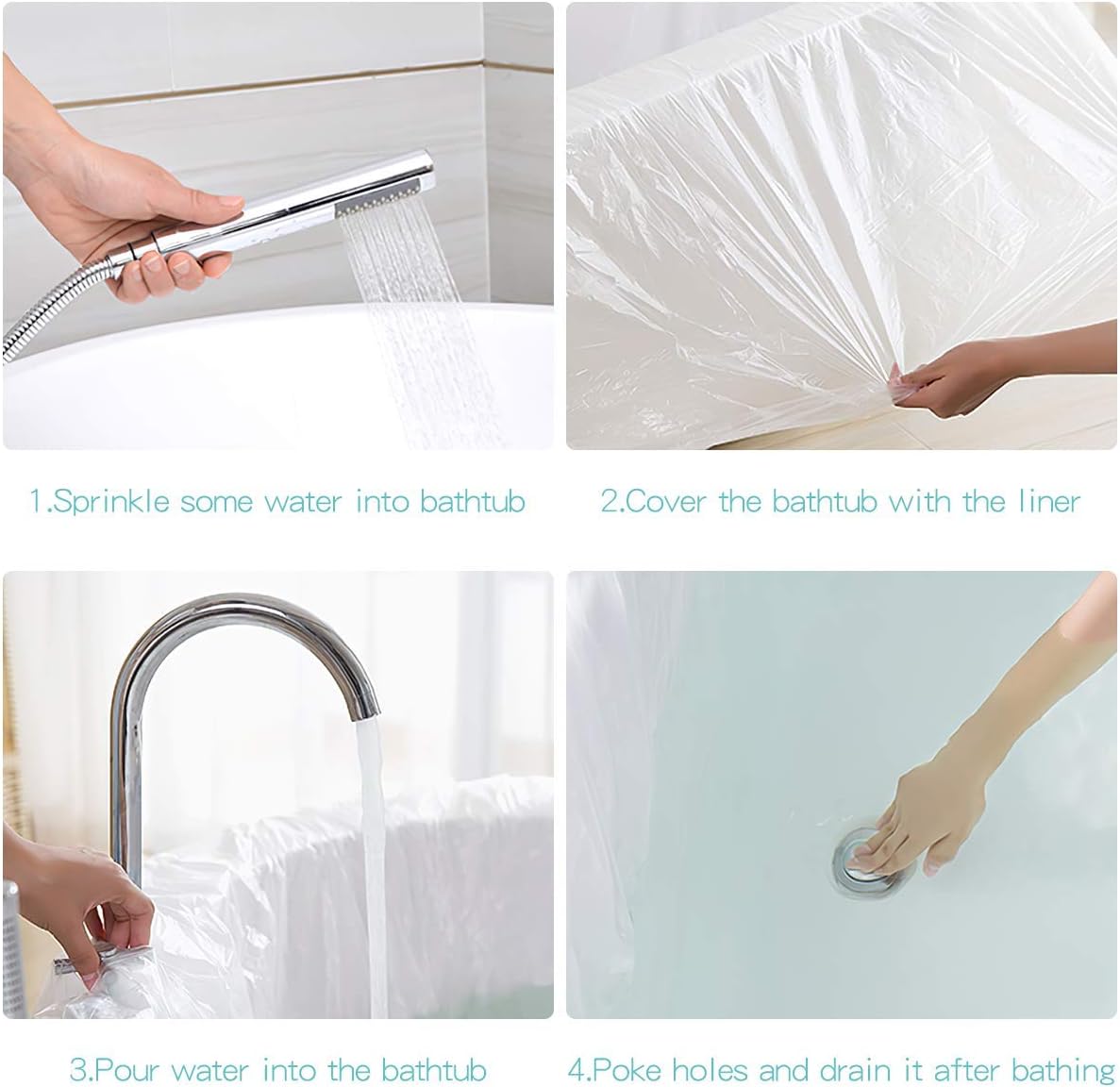 AGPTEK 12 Pack Disposable Bathtub Cover Liner, Large Bathtub Liner Plastic Bag for Salon, Household and Hotel Bath Tubs (102 x47 Inch): Home & Kitchen