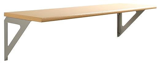 Element System Wandregal buche, Regalset Triest, 80 x 25 x 1,6 cm, Holz, Regalträger in weißaluminium