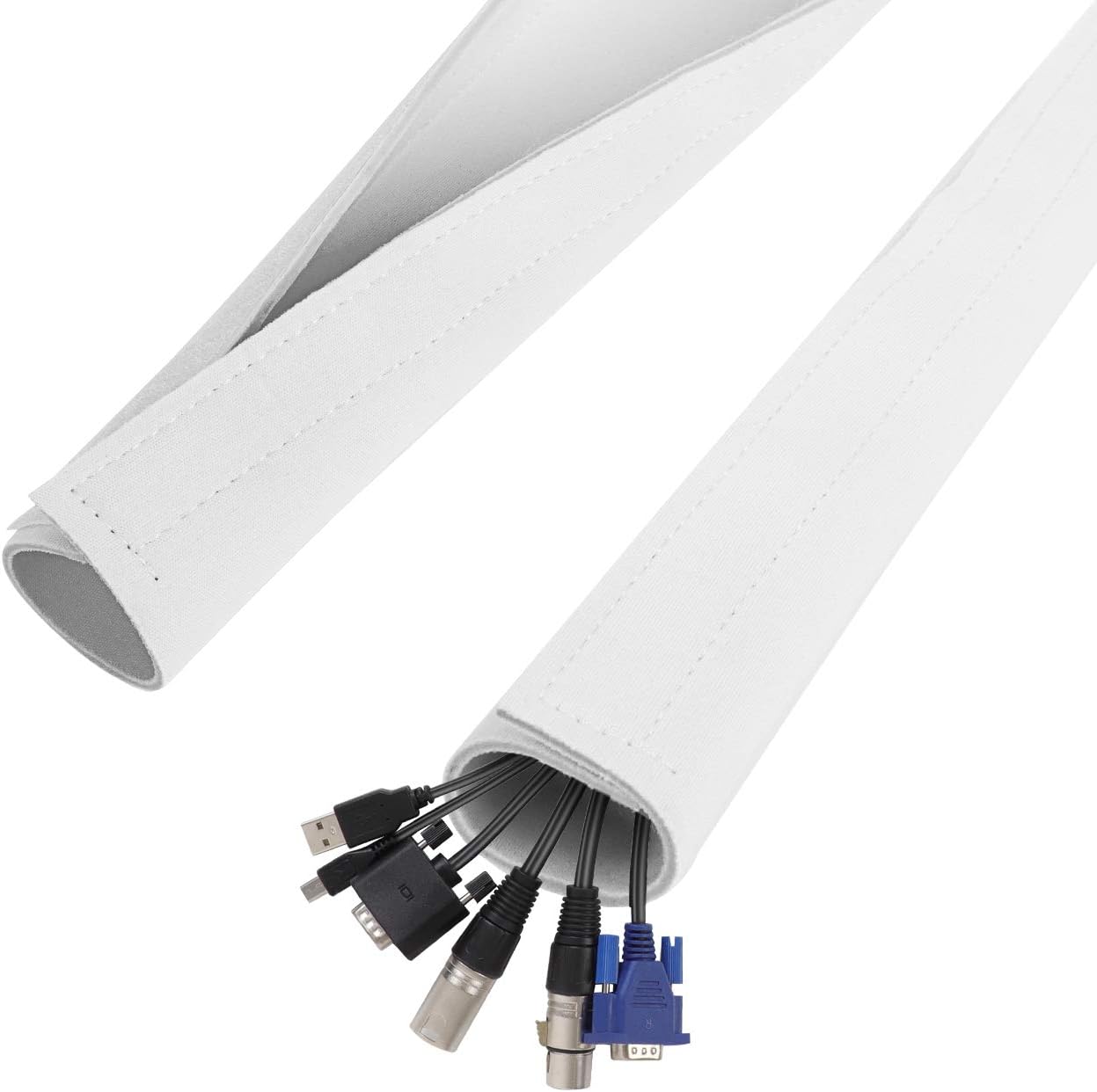 Kootek 118-Inch Cable Management Sleeves with Cable Ties, Neoprene Cable Organizer Cord Cover Wire Hider for TV Computer Office Theater (White, Large): Home Audio & Theater