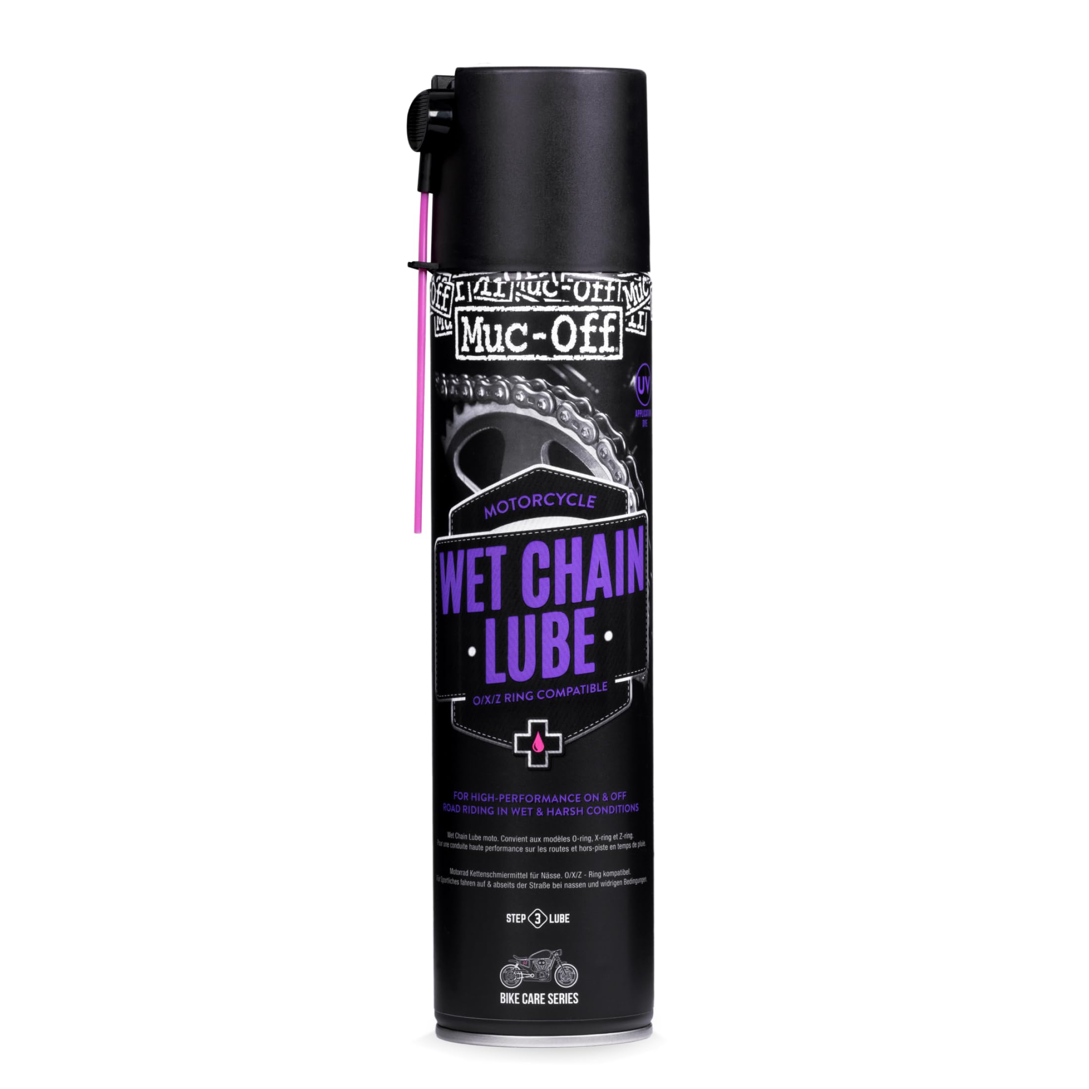 Muc-Off Motorcycle Wet Weather Chain Lube - High Performance Wet Chain Lubricant for Standard, O, X, Z-Ring - On and Off Road - 400ml