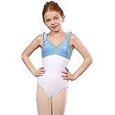 ZYXWVU Girls Velvet Sleeveless Ballet Dance Leotards with Bow Shoulder - Gymnastics Leotard for Kids