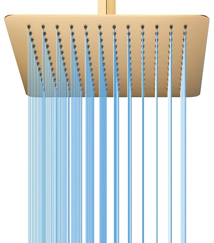 Hibbent All Metal Rain Shower Head, 12'' High Pressure Rainfall Square Showerhead With 16