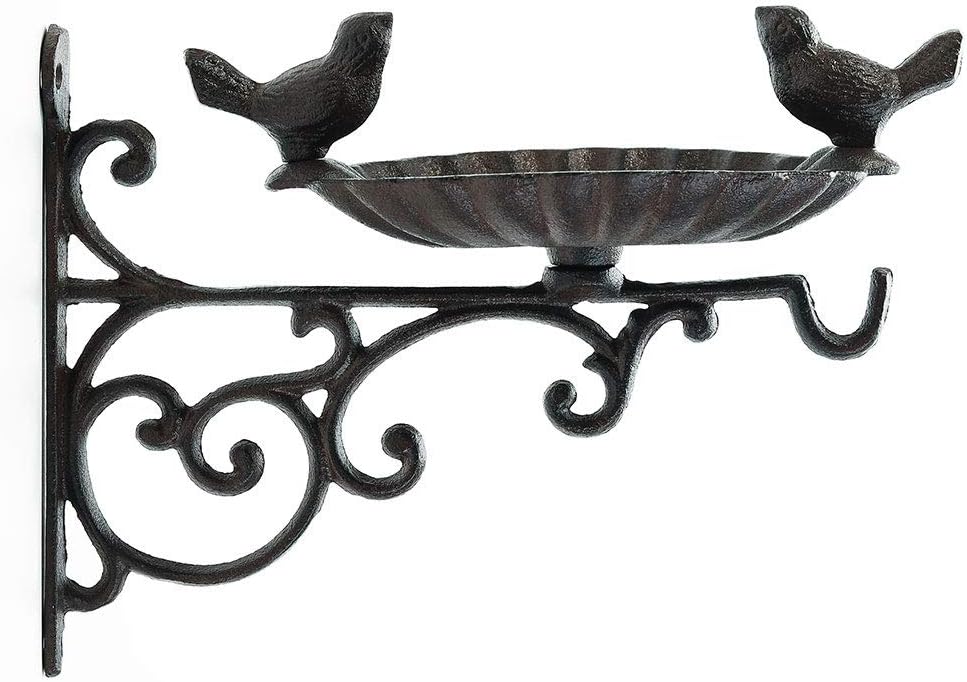 Sungmor Heavy Duty Cast Iron Bird Feeder with Hanging Bracket Wall