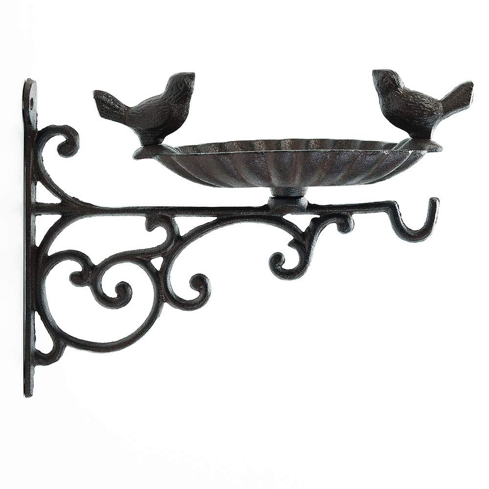 Photo 1 of Sungmor Heavy Duty Cast Iron Bird Feeder with Hanging Bracket - Wall Mounted Bird Bath - Vintage & Lovely Birds Hanger Wall Hook for Planters, Lanterns, Wind Chimes and More Garden Decorative Items