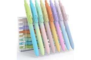 inkipen 8Pcs Gel Pens - 0.5mm Black Ink Pens Fine Point Smooth Writing, Quick Drying Retractable Pen for Journaling, Cute Sch