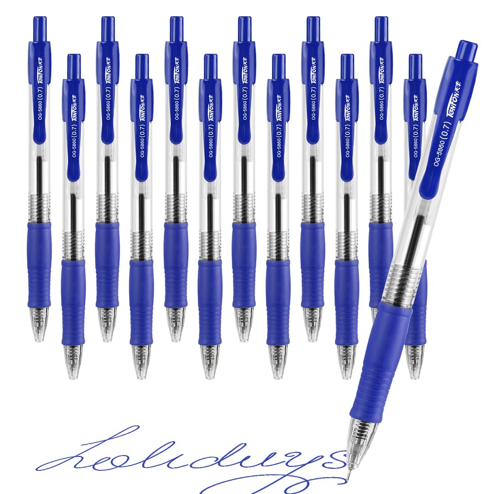 OFFCUP Ballpoint Pens, 12pcs Retractable Rollerball Pens, Gel Pens with Pocket Clip Gel Ink Pens ink Smooth Pens for Adult Writing Note Taking School & Office Supply (Blue)