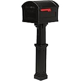 ARCHITECTURAL MAILBOXES Grand Haven Plastic, Box for Mail and Post Kit, Black Extra Large