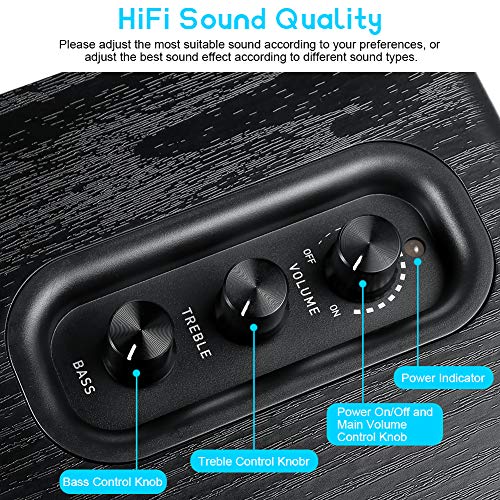 Sanyun SW208 3" Active Bookshelf Speakers - 2.0 Powered Computer PC Monitor Speakers - 3 Inch Carbon Fiber Speaker Unit - 3.5mm Audio Input - Wood Grain (Pair)