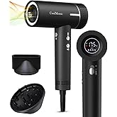 High-Speed Ionic Hair Dryer: 160000 RPM Brushless Motor Fast Drying Low Noise Thermo-Control Hairdryer,500 Millions Negative Ionic Care Blow Dryer Travel with Magnetic Diffuser & Nozzle