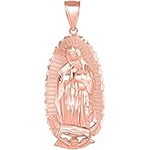 .925 Sterling Silver or Gold 1-1/5" Our Lady of Guadalupe Immaculate Conception Catholic Pendant - Choice of Metal Type, Color, and Fineness