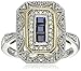 Amazon Collection Sterling Silver and 14k Yellow Gold Blue Sapphire and Diamond Accent Art Deco-Style Ring (1/10 cttw, I-J Color, I3 Clarity)