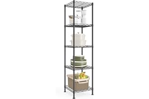 SONGMICS Storage Shelf, Small Metal Wire Shelving Unit, Adjustable Shelves, for Small Spaces, Garage, Bedroom, Living Room, K