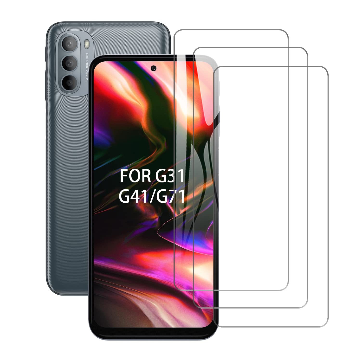 SCL Screen Protector for Motorola Moto G31 / G41 / G71 Screen Protector Motorola G31 / G41 / G71 Tempered Glass Film [3-Pack], Anti-Scratch, Less-Fingerprint, Case Friendly, 9H