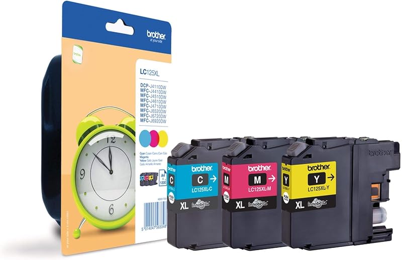Brother LC-125XL Cyan Magenta Yellow High Yield Ink Cartridges 3 Pack