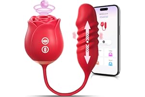 Sex Toys Rose Vibrator Dildo - Neworld 4IN1 Rose Sex Toy for Women with 9 Tongue Sucking & Thrusting Dildos G Spot Vibrators,
