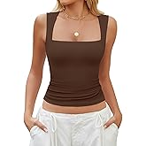 Avidlove Women's Square Neck Tank Top Double Lined Basic Crop Tops Going Out Shirt Slim Fit Summer