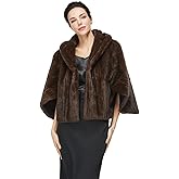 BEAUZSUZSANA Faux Fur Shawl Wrap for Wedding Winter Fur Cape Coat Cardigan Bolero with Dolman Sleeve