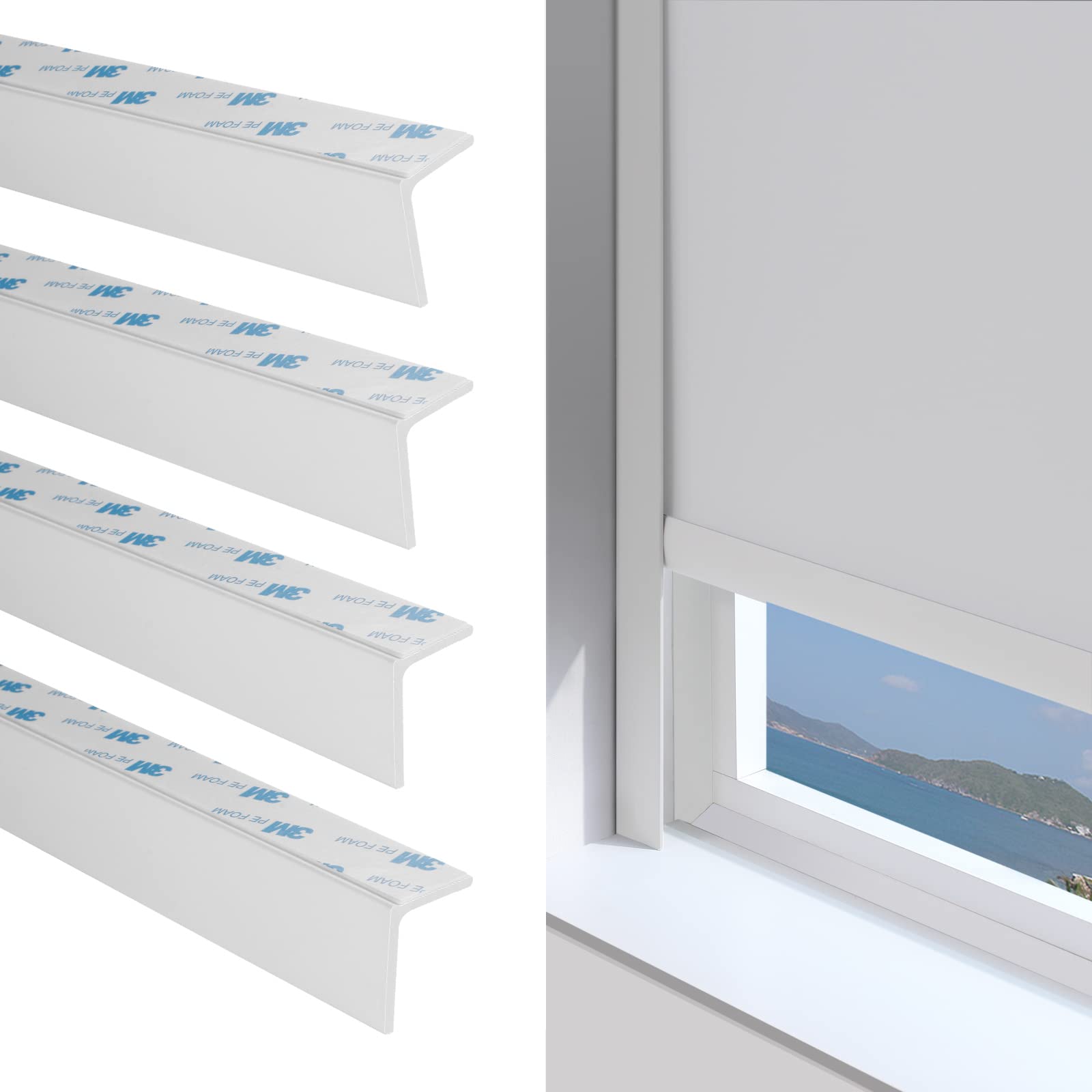 Photo 1 of ZSTARR PVC Light Blockers Blackout Light Blockers Side Tracks for Window Shades and Blinds Side Tracks for Blackout Shades Easy to Install Light Blocking Strips for Bedroom (White,79",4pcs)