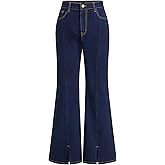 CIDER Women Flare Jeans High Waist Split Hem Denim Pants Vintage Style