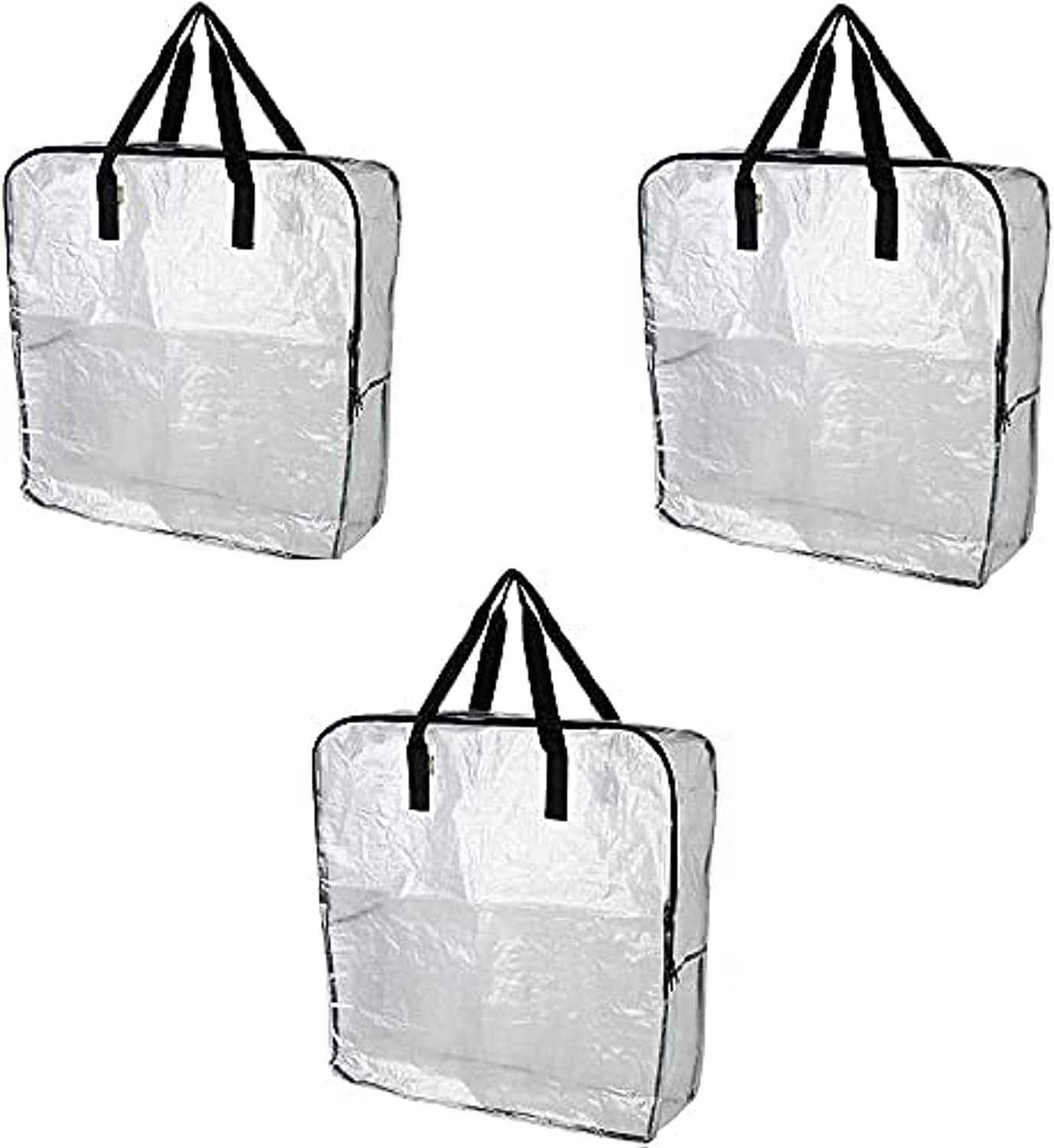 Pack of 3 - Extra Large Clear Storage Bags for Under Bed, Garage & Recycling