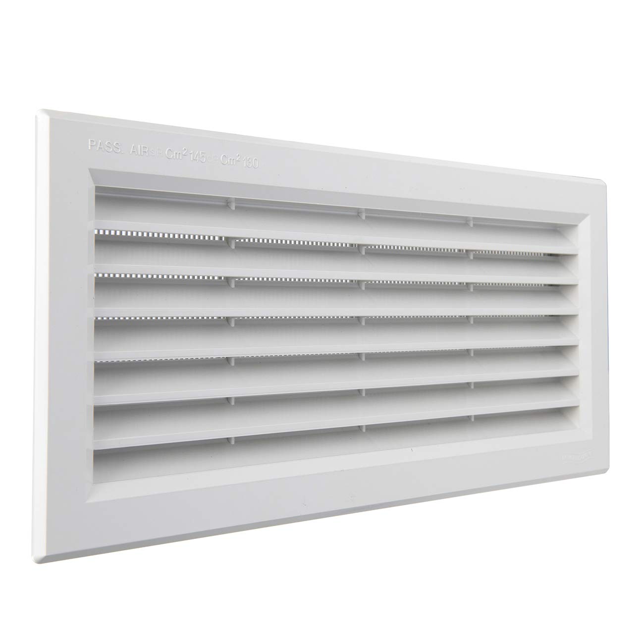 La Ventilazione P31R13B Ventilation Grille Rectangular White Plastic Recessed with Insect Protection Mesh, Size 315 x 136 mm, White