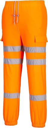 Portwest RT48 Men's Hi Vis Joggers Orange Size M - 3 Band Reflective Workwear view 4