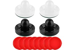 Coopay Air Hockey Pushers and Pucks, Air Hockey Paddles, Goal Handles Paddles Replacement Accessories for Game Tables (4 Striker, 8 Red Puck Pack)