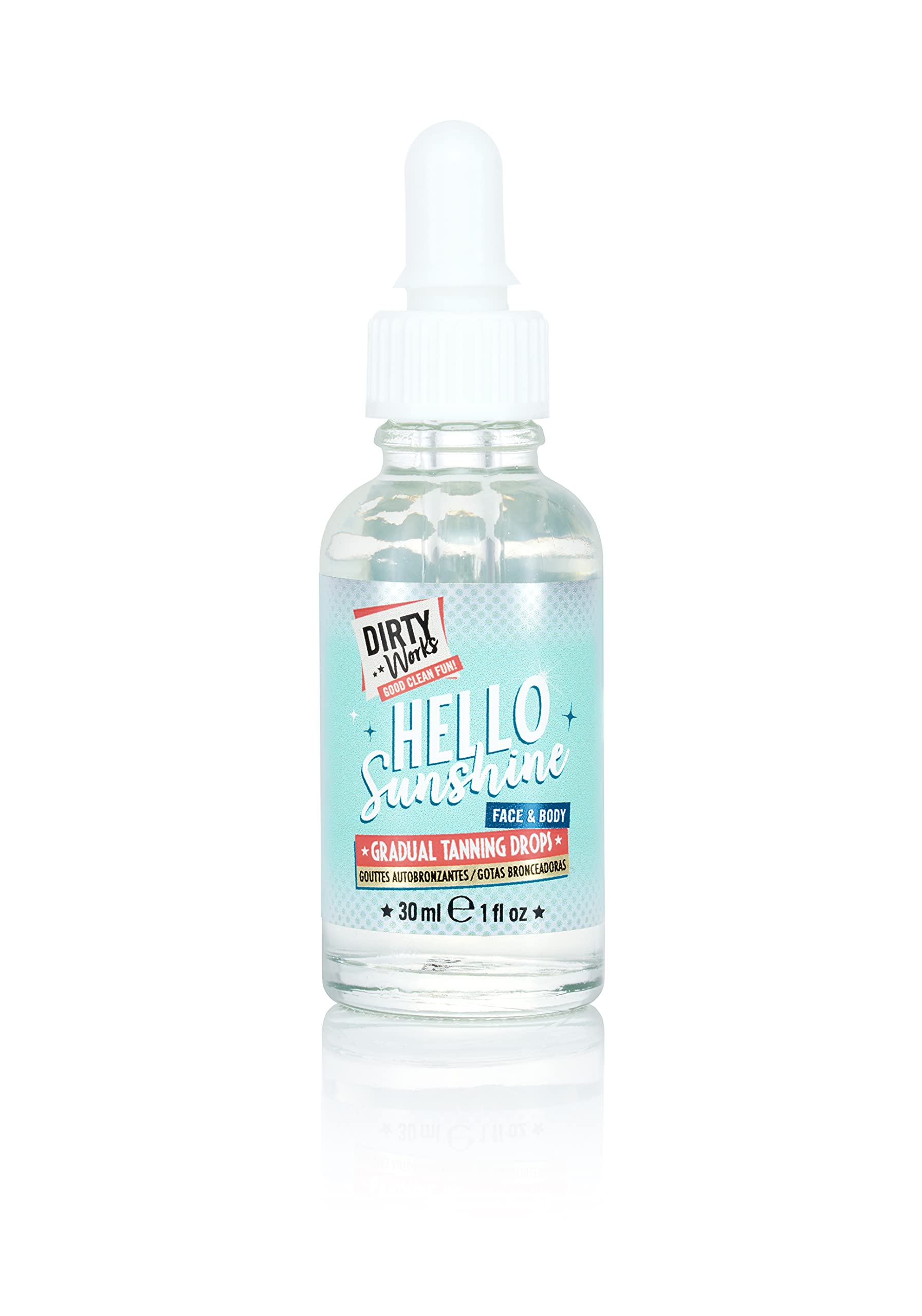 Dirty Works Hello Sunshine Face & Body Gradual Tanning Drops, Clear