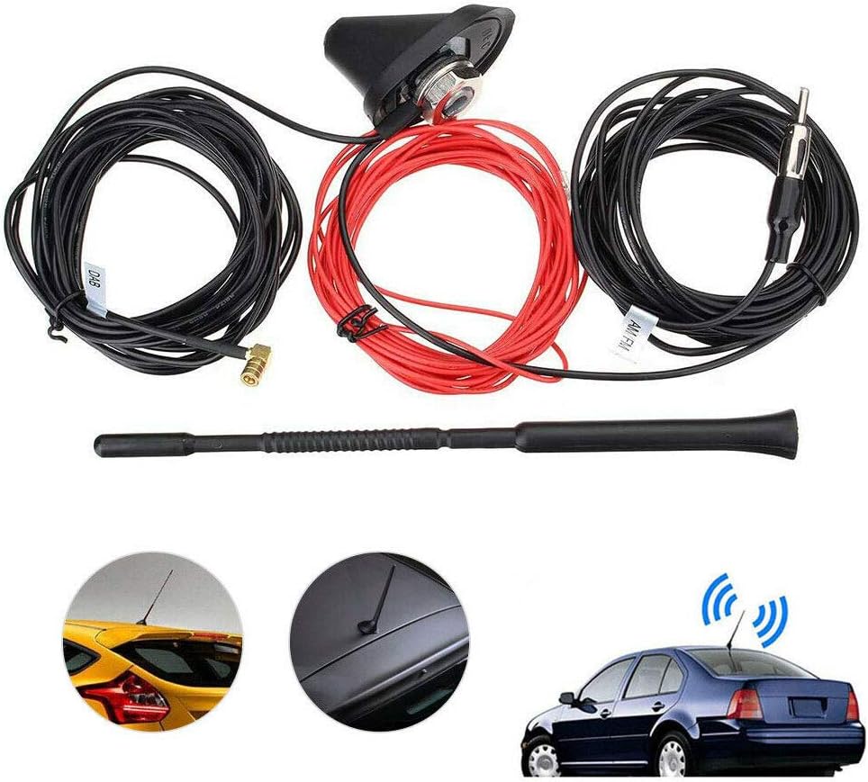 RED WOLF DAB Car Aerial Antenna SMB Adapter to DIN Connector Universal Roof Mount Active Amplified Aerial Reception Splitter for FM AM/DAB+ Radio Pioneer Clarion Alpine JVC Sony Android - Image 4