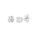 Gilded 1 Carat Total Weight Lab-Grown Diamond Stud Earrings for Women| 925 Sterling Silver Studs | Hypoallergenic Fine Jewelry | 4-Prong Basket, Push Back Nut | SI1 Clarity, F Color, Round Cut