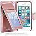 iPhone 5S Case,iPhone SE Case,BENTOBEN Wallet Case Secure Up and Down Flip Design Credit Card Slots Cash Holder Nickel Plated Press Stud Wrist Strap Magnetic Snap Closure[Patented Pattern] Rose Gold