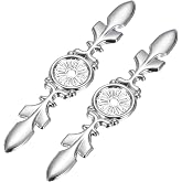 uxcell 2Pcs 4-21/32" Cabinet Handle Backplate 5/32" Single Hole Silver | Zinc Alloy Drawer Knobs Back Plate,Retro Decorative Vintage Backplate for Wardrobes,Cupboard,Closet,Dresser