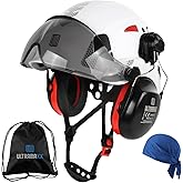 UM ULTRAMAXX Safety Helmet Hard Hat and Ear Protection, ANSI Z89.1 Approved Lightweight Vented Work Helmet Kits, 6-Point Suspension Hardhat Ideal for Industrial and Construction