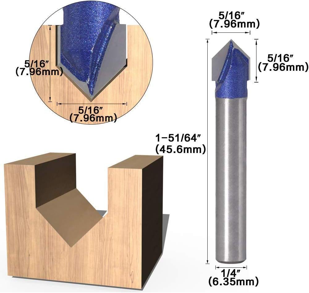 Bestgle 4pcs 1/4" Shank Industrial Grade 90 Degree V Groove Router Bit Set CNC Engraving V Grooving Cutter Woodworking Tool 1/4" - Image 5