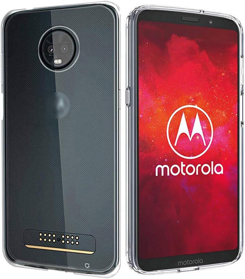 Vicstar Moto Z3 Play Case, Crystal Clear Cover Case [Shock Absorption] [Anti Slip] with Transparent Hard Plastic Back Plate and Soft TPU Gel Bumper Clear Protective Case for Moto Z3 Play