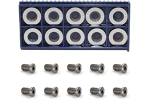 YUFUTOL 10pcs 16mm Round Carbide Inserts Cutters Knifes Indexable Replacement Fits For Popular DIY Woodworking Lathe Wood Turning Finisher Hollower Tools With 10pcs M5x9mm screws